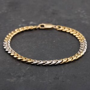 Photo 5 - Bracelets 9ct Two Colour Gold Diamond Set 7.5 Inch Curb Chain Bracelet 41281113