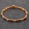 9ct Yellow Gold Garnet & Diamond 7.25 Inch Bracelet 41281123 - Photo 2 - Bracelets 9ct Yellow Gold Garnet & Diamond 7.25 Inch Bracelet 41281123