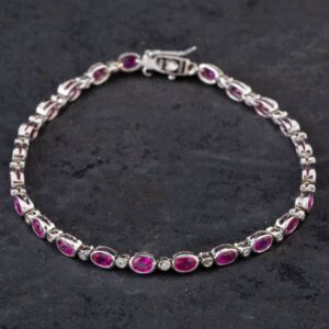 Photo 4 - Bracelets 14ct White Gold 5.30ct Ruby & 0.23ct Brilliant Cut Diamond Line Rubover Set 7 Inch Bracelet 4307025