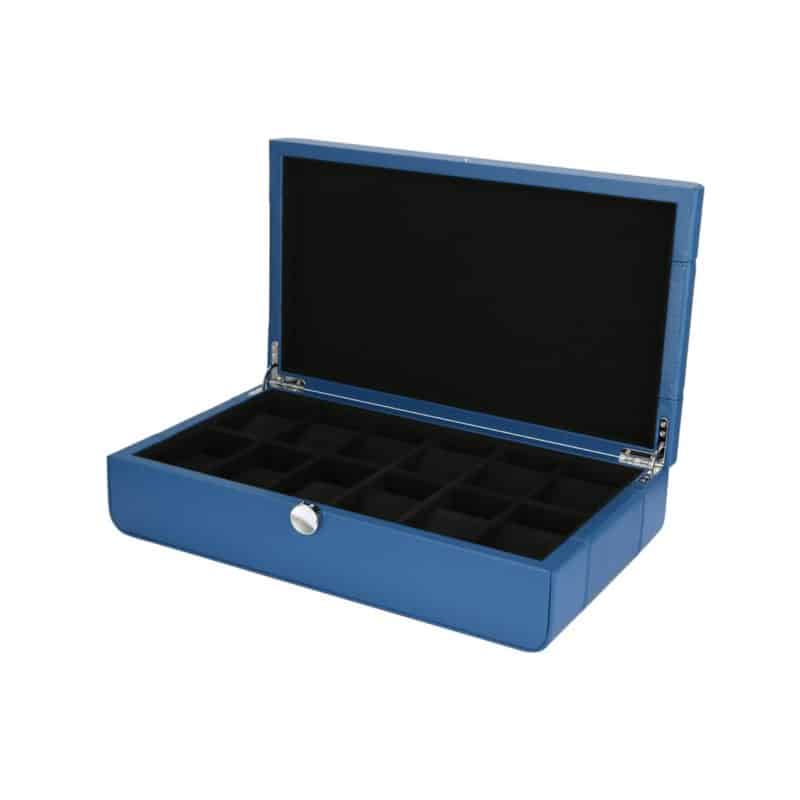 Black Series 12 Piece Leather Watch Box – Blue - Photo 1 - Watch Boxes Black Series 12 Piece Leather Watch Box – Blue