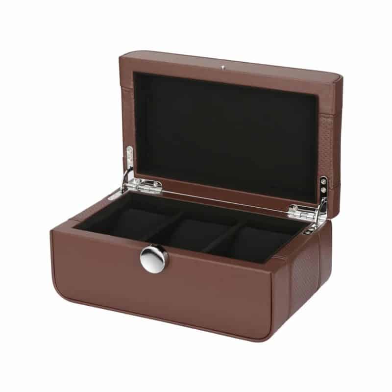 Black Series 3 Piece Leather Watch Box – Brown - Photo 1 - Watch Boxes Black Series 3 Piece Leather Watch Box – Brown